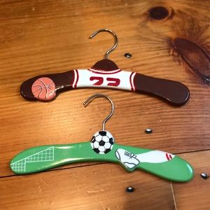 OOAK Painted Wooden Sports Hangers Basketball Soccer